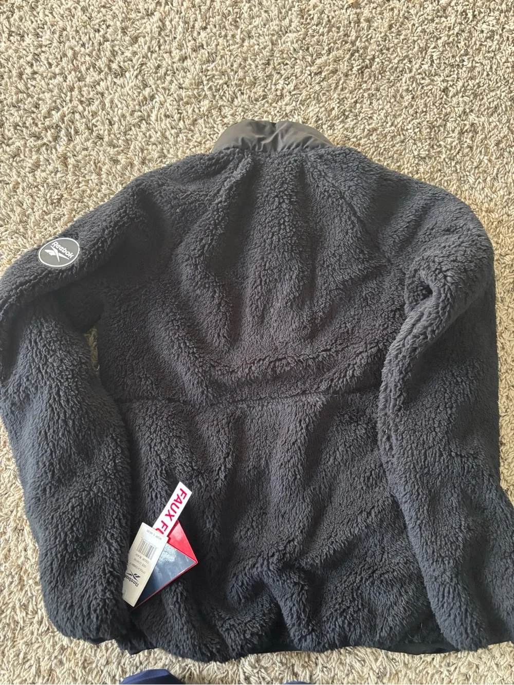 Reebok Youth Large 14/16 Black Sherpa Fleece Jacket NWT Faux Fur Full Zip